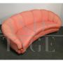 Vintage curved sofa in pink velvet in Gio Ponti style