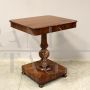 Antique Charles X coffee table in walnut with drawer, Italy 1800s