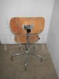 80s stool with beech seat and chromed tube.