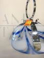 Design pendant light by Esperia in blue and white Murano glass