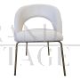 Design chair in white bouclé fabric   