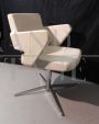 Vintage design desk chair in white leather, Italy 1990s    