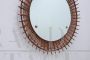 Rima design mirror in rattan and wicker, Italy 1950s