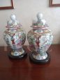 Pair of vintage Chinese hand-painted porcelain jars