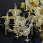 Gold crystal Murano glass chandelier with golden flowers in Rezzonico style