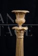 Pair of antique candlesticks from the French Empire period in gilded bronze    