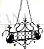 Pair of vintage wrought iron chandeliers, 1940, made in Italy