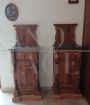 Pair of antique bedside tables from the late 19th century with gray marble top