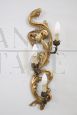 Antique style wall light with 3 light points in gilded wood