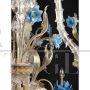 Rezzonico style chandelier in Murano glass with light blue flowers