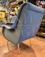 Mid-century modern Italian armchair in powder blue velvet