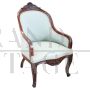 Antique upholstered armchair in carved walnut from the Louis Philippe era, mid-1800s