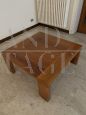 Vintage square living room coffee table in Italian walnut wood