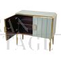 Sideboard in white Murano glass and brass, 1980s