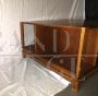 Large vintage coffee table in walnut with bottle holder