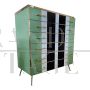 Small tallboy dresser with vertical lines in colored glass