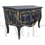 Baroque style dresser in black wood with gilt bronze decorations