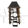 Double-sided console in chrome-gold steel and black Murano glass top