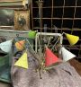 Vintage chandelier with colored cones in Stilnovo style