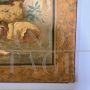 Large antique 19th century grass juice painting with gallant scene