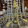 Large gilded bronze chandelier with crystals from the early 1900s