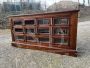 Antique pasta shop counter cabinet in solid larch from the mid-19th century