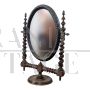 Antique table mirror in turned wood