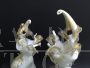 Rare couple of masked dancers, Cesare Toso Murano glass statuettes