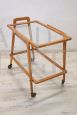 Vintage bar trolley in beech wood and glass, 1950s