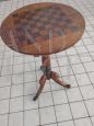 Antique round snap top table with inlaid chessboard, 19th century