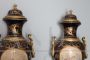 Pair of large Sèvres porcelain cassolette vases with bronzes, 20th century