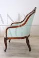 Antique upholstered armchair in carved walnut from the Louis Philippe era, mid-1800s