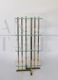 Vintage étagère whatnot bookcase in brass and glass