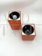 Pair of orange Athena cube wall lights, 1970s Italian design