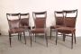 Six unique Vittorio Dassi 1950s chairs in wood and Skai