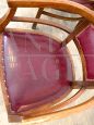 Set of 4 Art Deco tub chairs in wood and burgundy skai, Italy 1940s