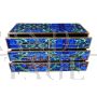 Design dresser in blue glass with lapis lazuli effect with six drawers