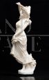 Antique French Napoleon III sculpture in alabaster depicting a woman with flowers