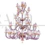 Magnolia chandelier in pink Murano glass