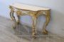 Antique style console table in lacquered and gilded wood, first half of the 20th century