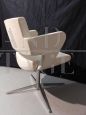 Vintage design desk chair in white leather, Italy 1990s