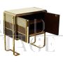 Striped glass sideboard in shades of brown