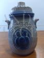 Vintage blue ceramic Rumtopf jar with lid       