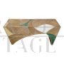 Double-sided design console in bamboo and colored glass