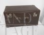 Vintage cardboard and brown imitation leather trunk suitcase, 1980            
                            