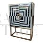 Optical design bar cabinet sideboard in black and white glass