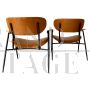 Pair of armchairs by Gastone Rinaldi for RIMA in brown imitation leather