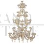 Large Rezzonico chandelier in crystal and gold Murano glass with 42 lights