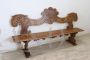 Antique carved bench from the second half of the 19th century in solid walnut