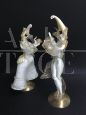 Rare couple of masked dancers, Cesare Toso Murano glass statuettes